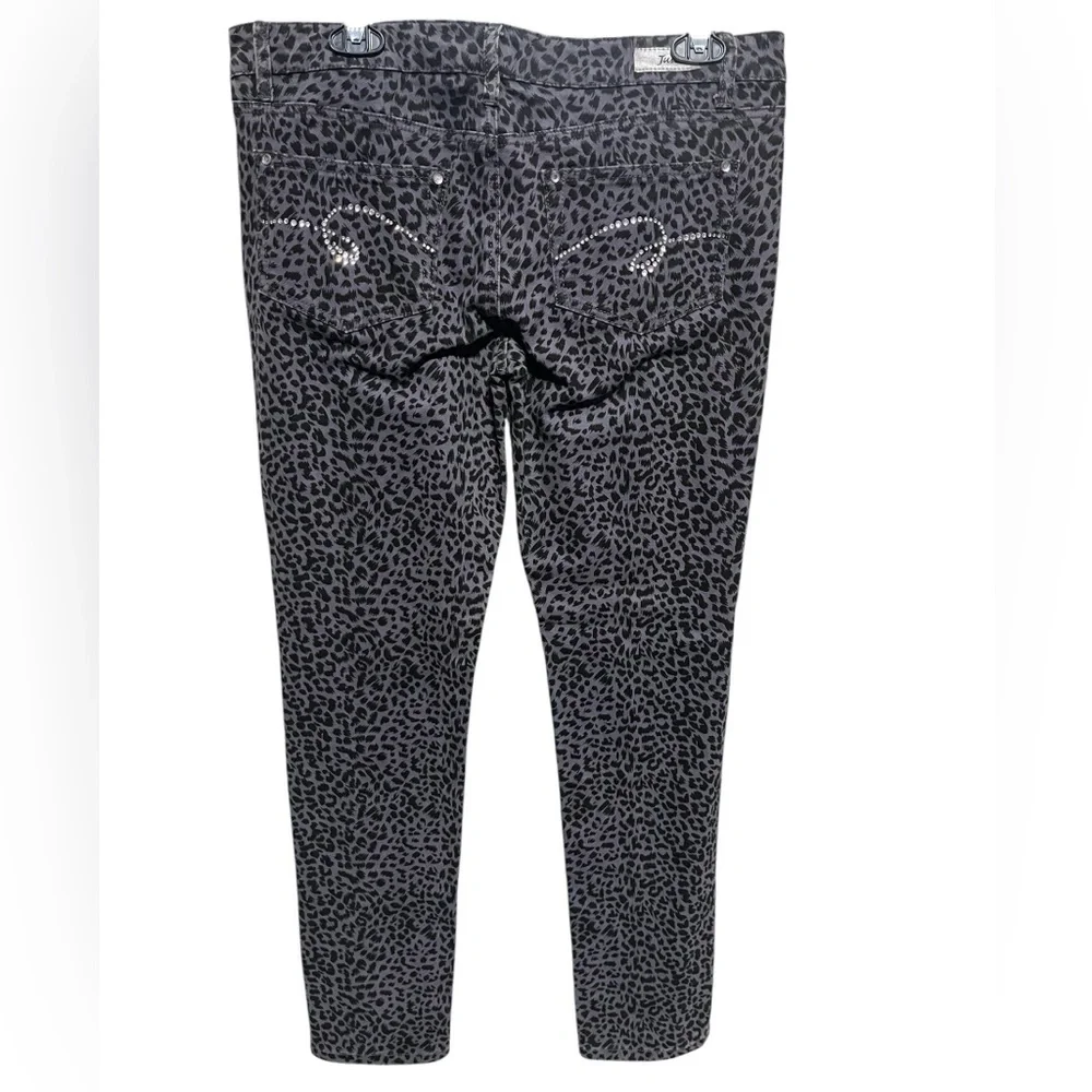 Justice Black and Gray Leopard Print Jeans
